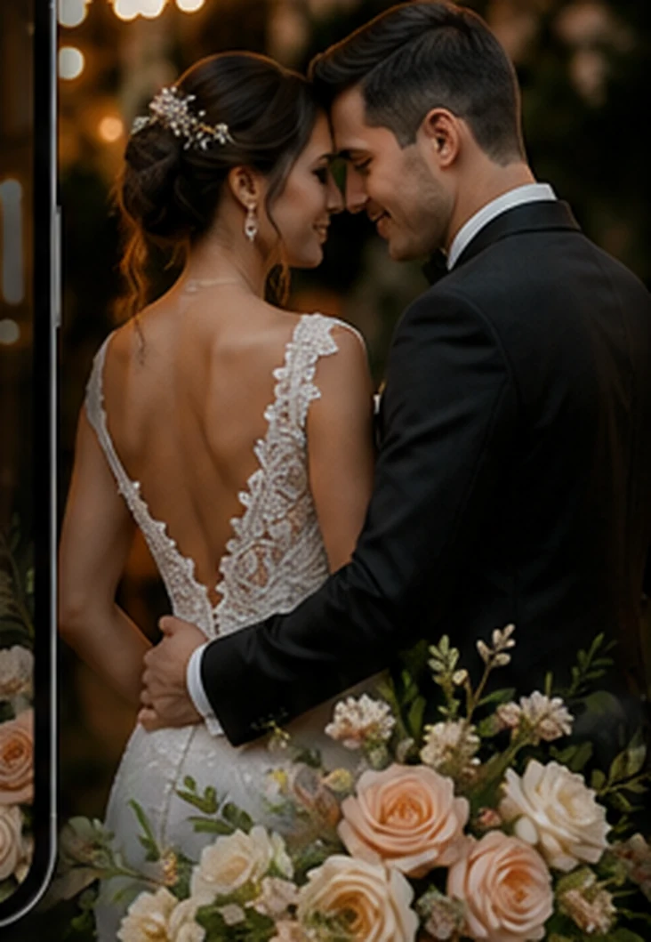 Casal em uma celebração ao ar livre